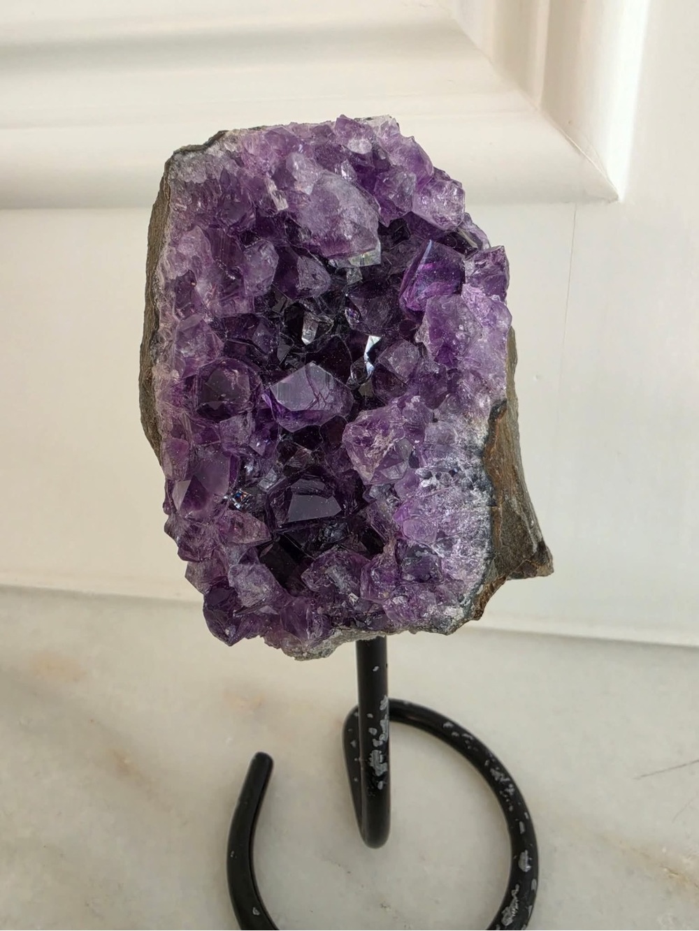 Amethyst Crystal Geode Display - Rich Purple Cluster
